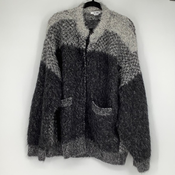 NEW! RE/DONE Size Small Oversized Crew Cardigan Black Ecru $550 msrp I10-1 - Picture 2 of 9